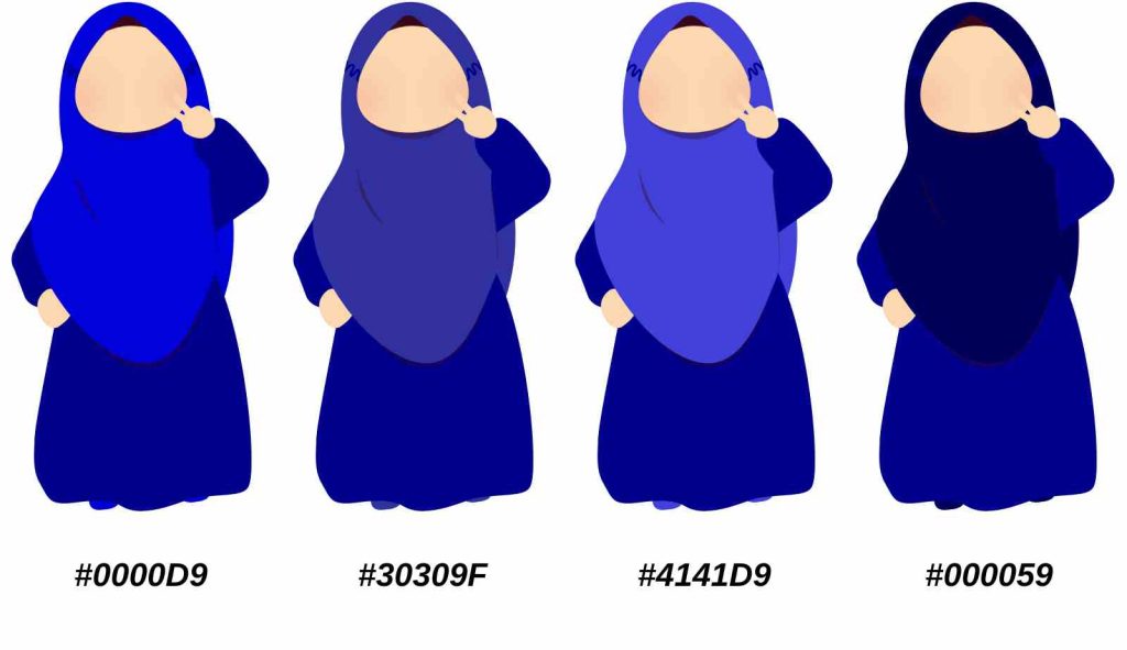 baju blue black tudung warna apa